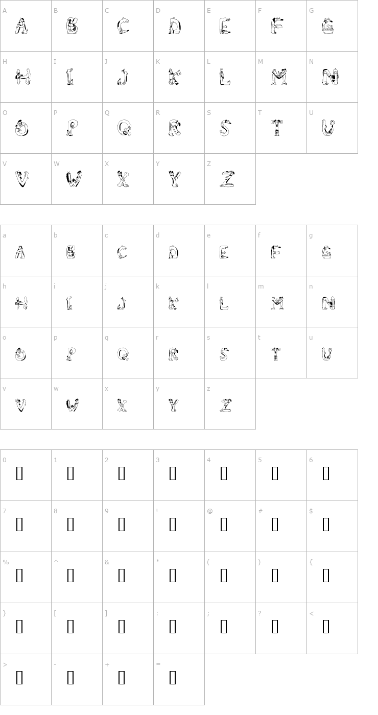 Character Map Wiener Gentil Toutou Font