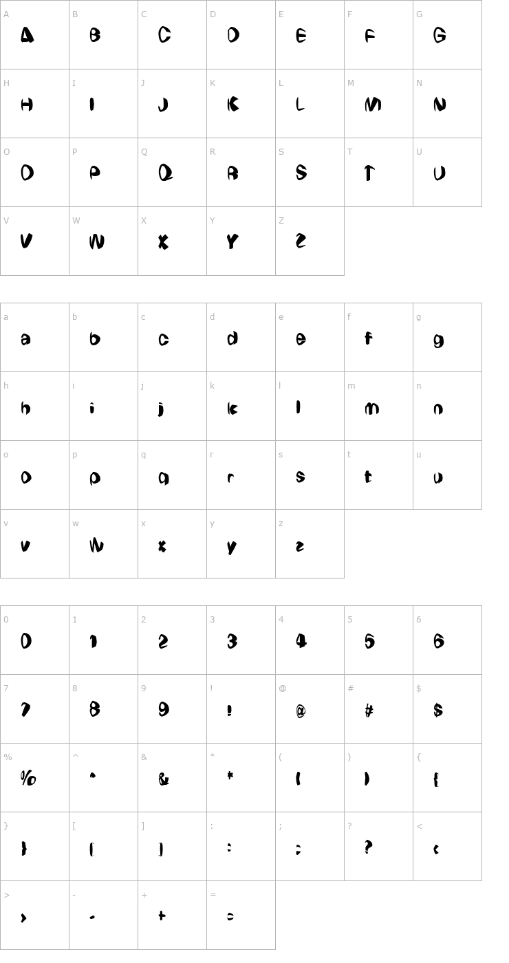 Character Map Wierdo Warp Font