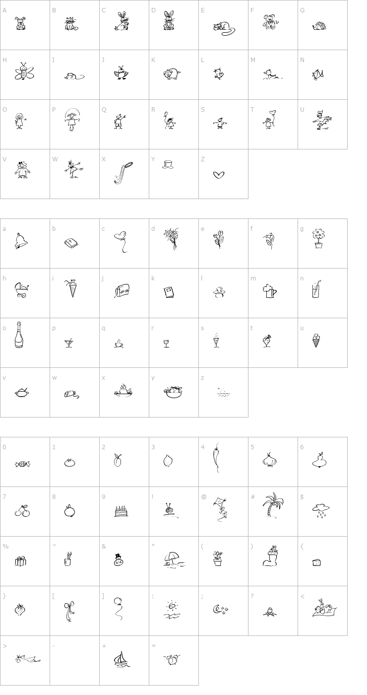 Character Map Wiesbaden Swing Dingbats Font