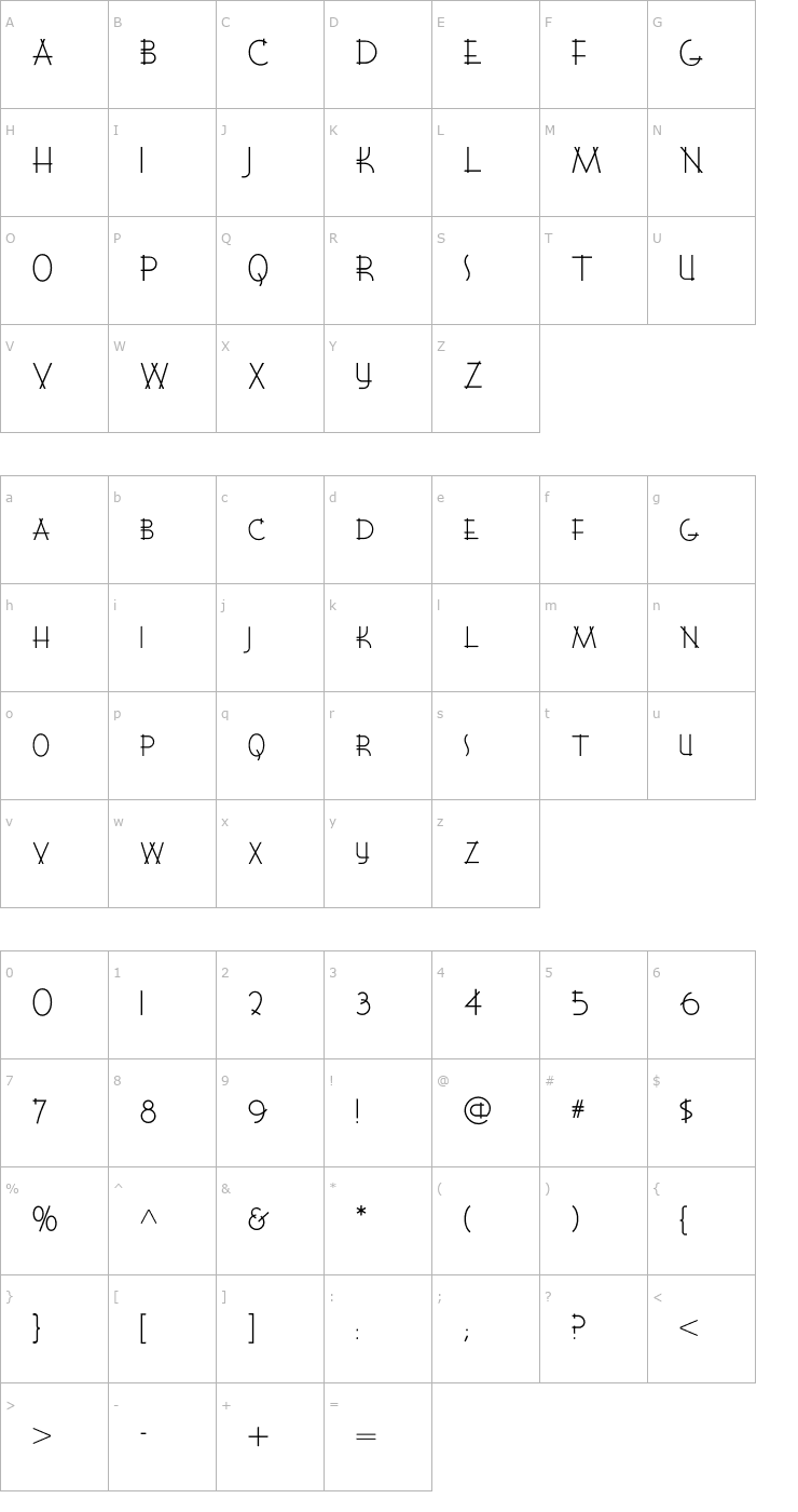 Character Map WigwamNF Light Font