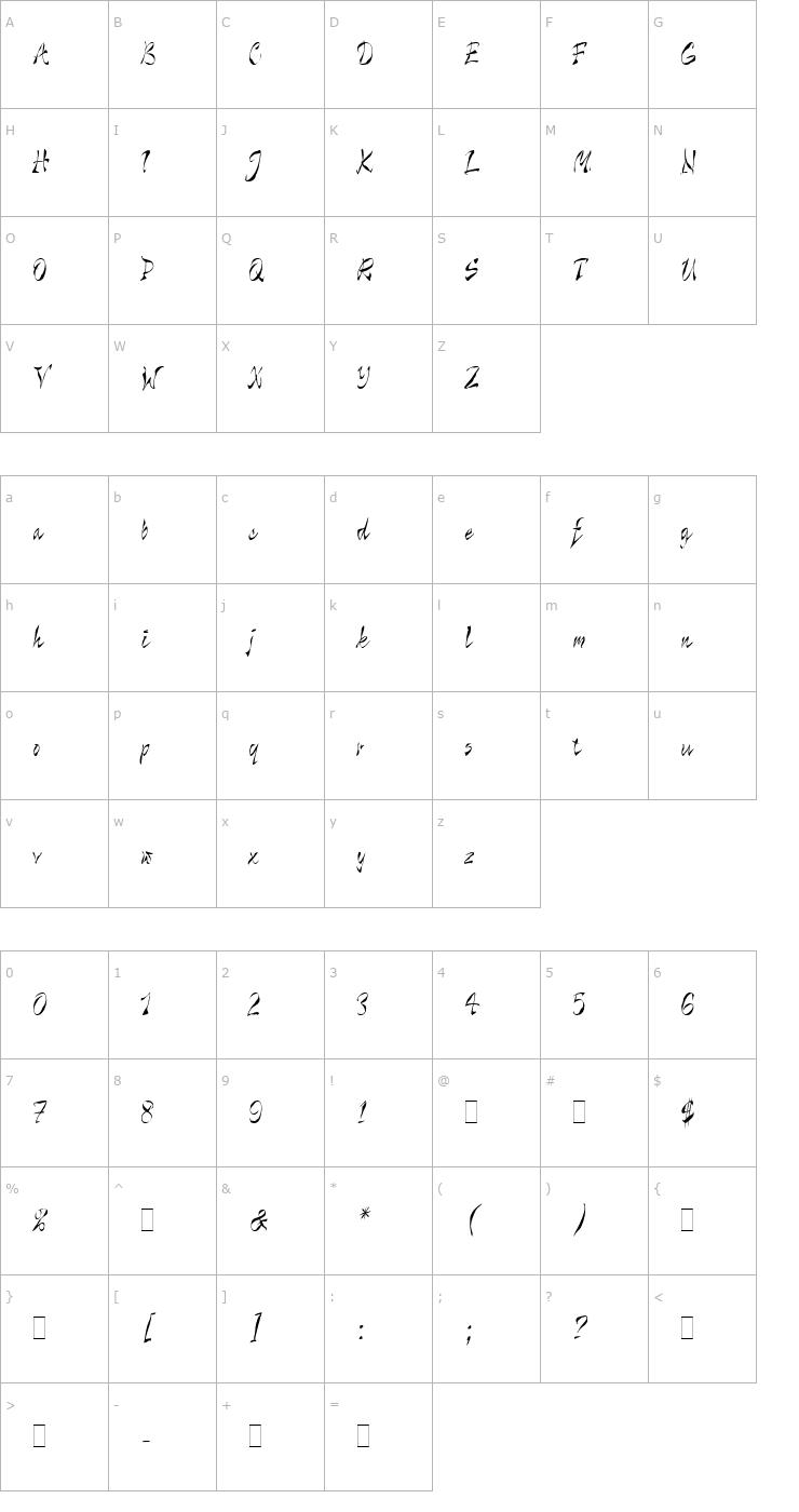 Character Map Wild Thing Plain Font