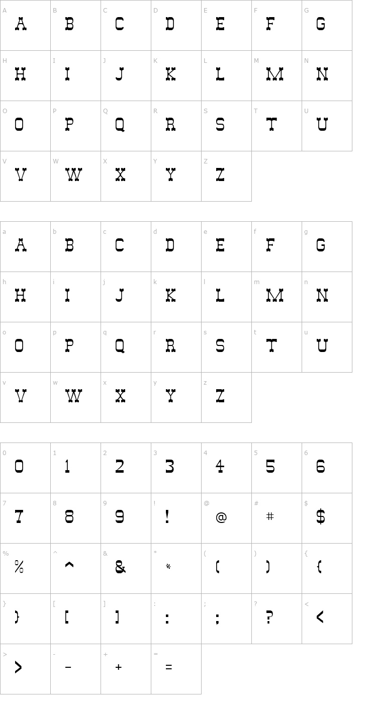 Character Map Wild West Font