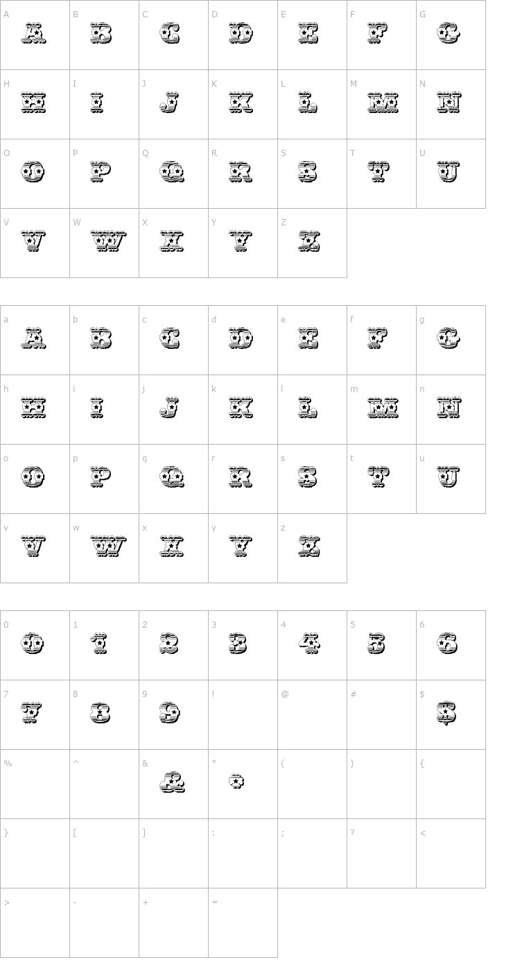 Character Map Wild West USA Font