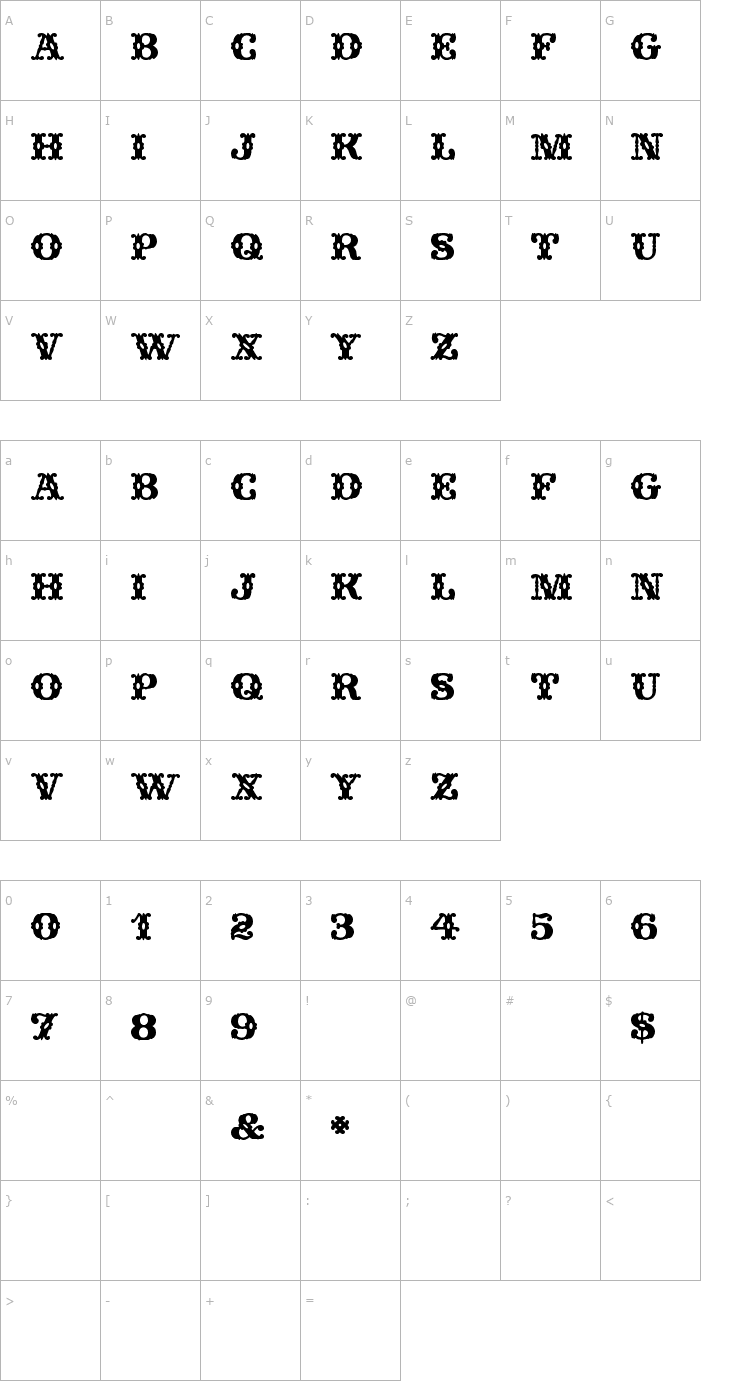 Character Map Wild West Wind Font