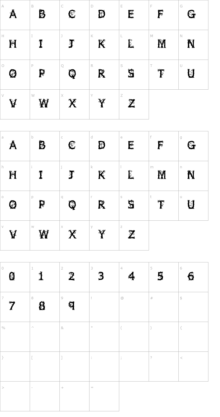 Character Map Wild Wood Font