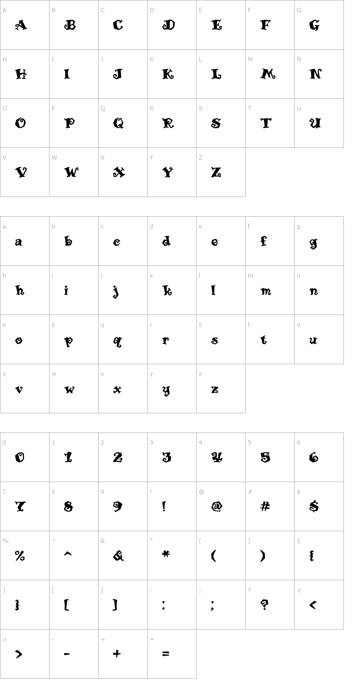 Character Map WILD2 Peppermint Font