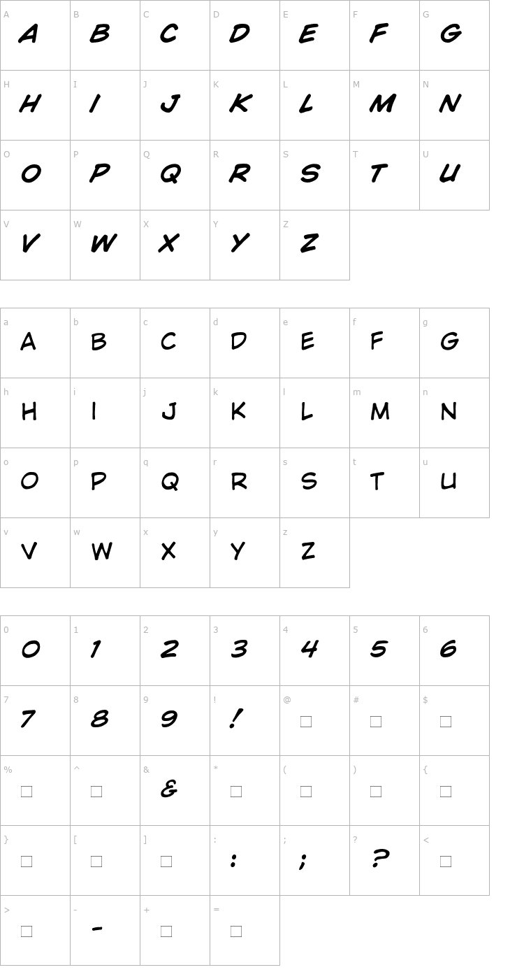Character Map WildAndCrazy Font