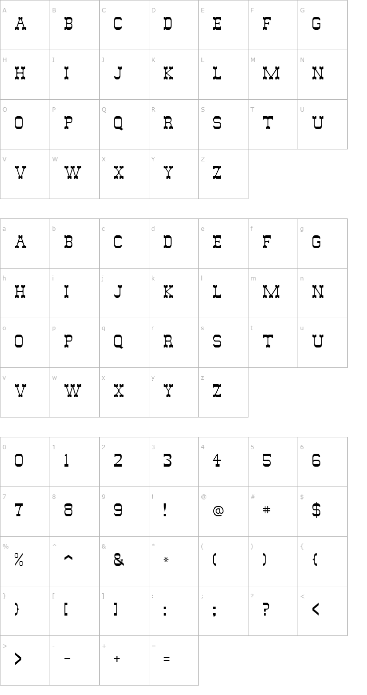 Character Map WildWest Font