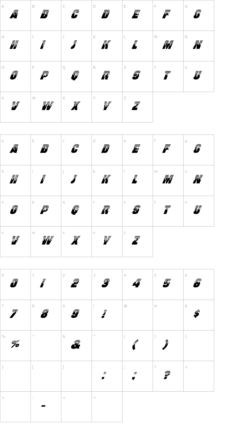 Character Map Will Ex Italic Font