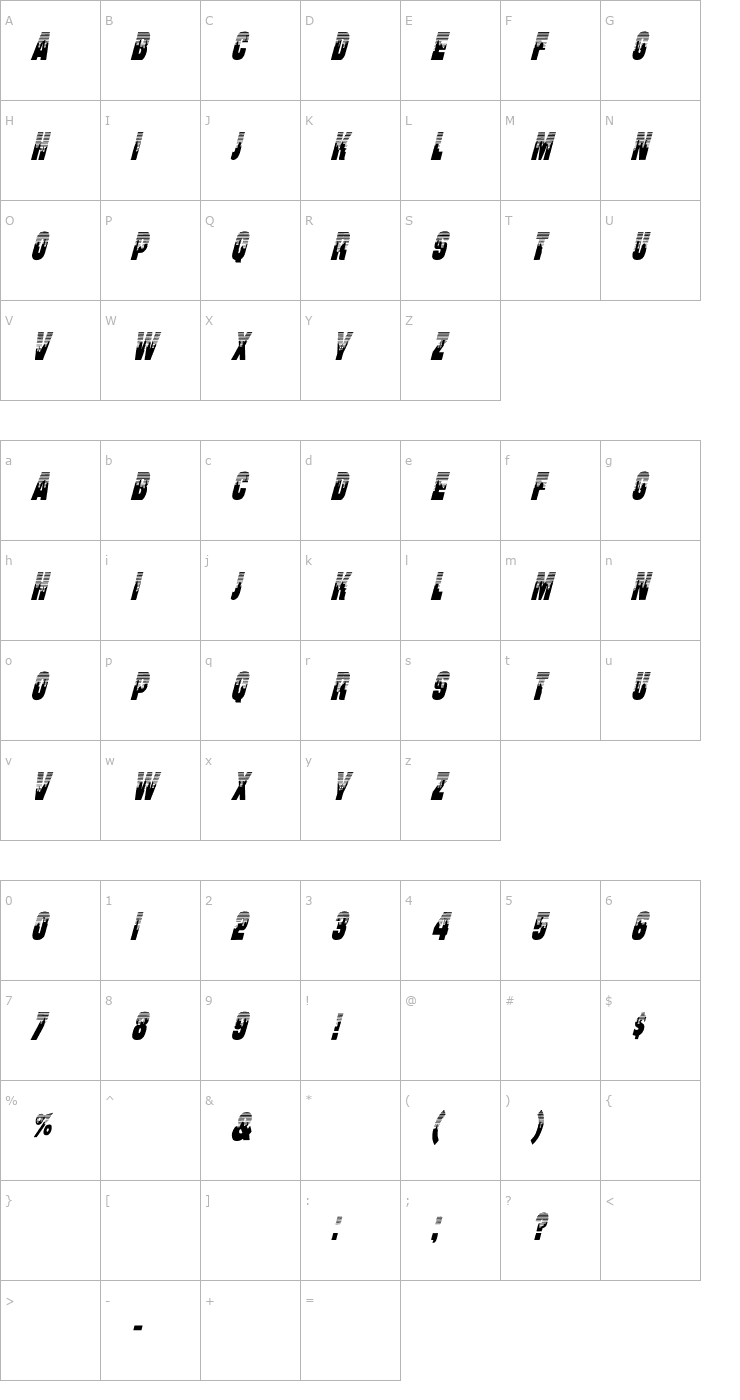 Character Map Will Italic Font