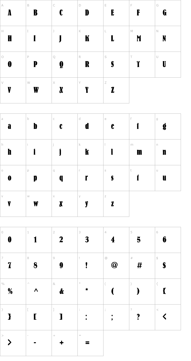 Character Map Willow Font