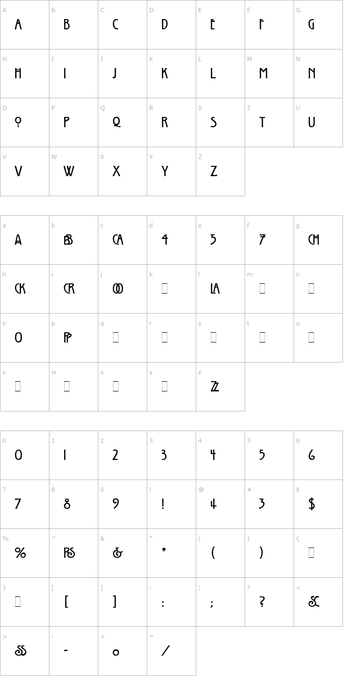 Character Map Willow LET Plain1.0 Font