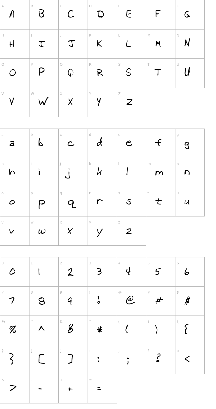Character Map Willow Regular Font