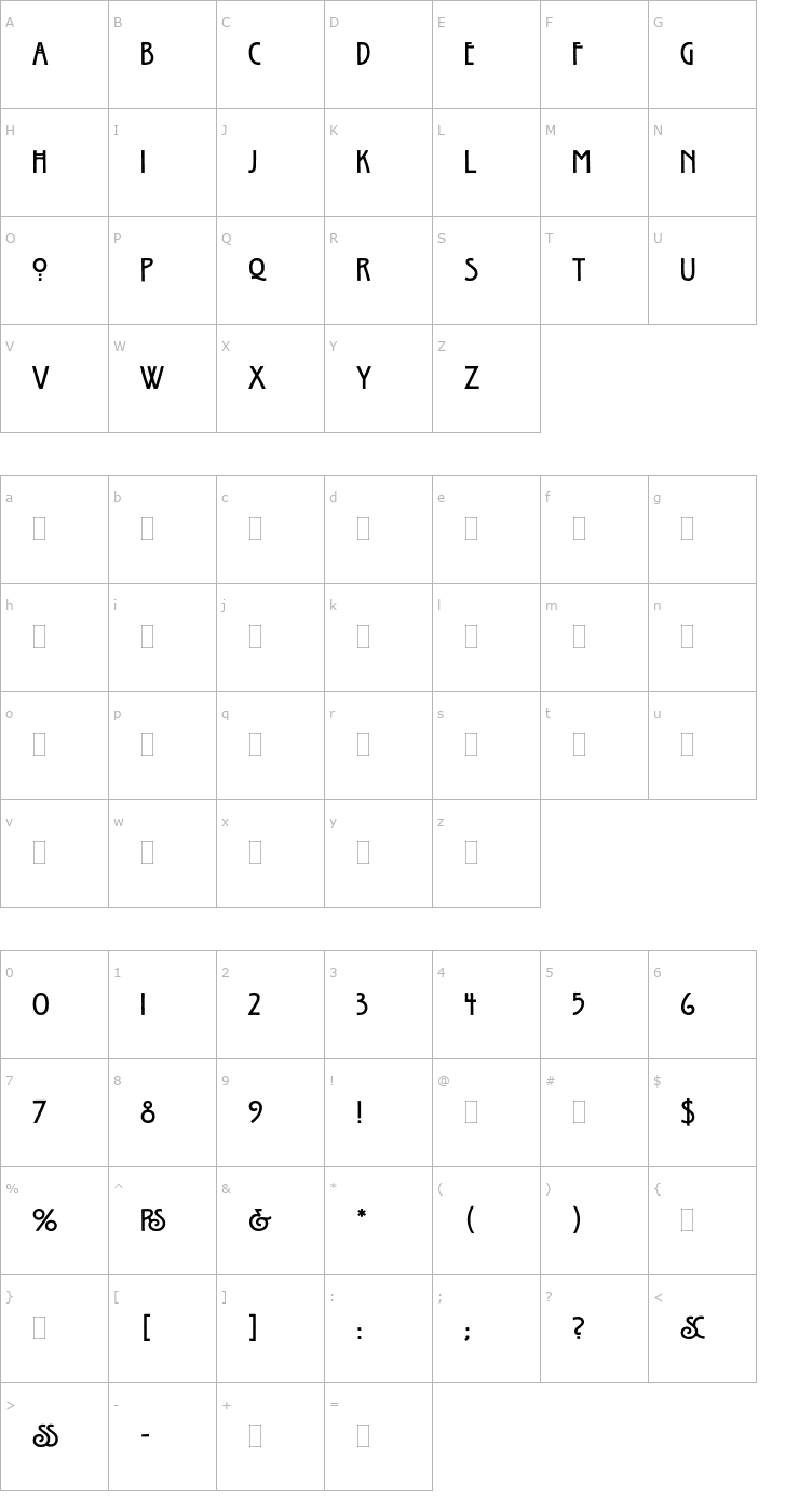 Character Map WillowPlain Font
