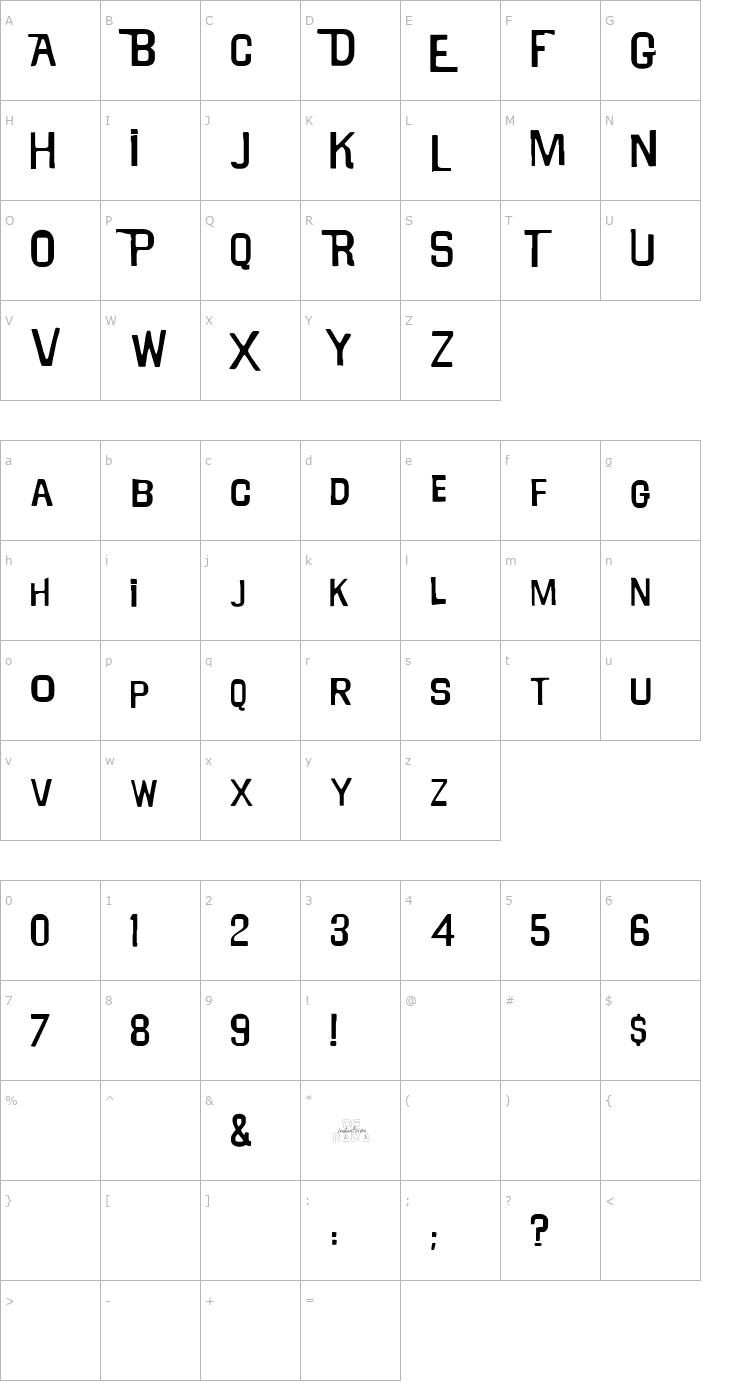 Character Map WillRobinson Regular Font