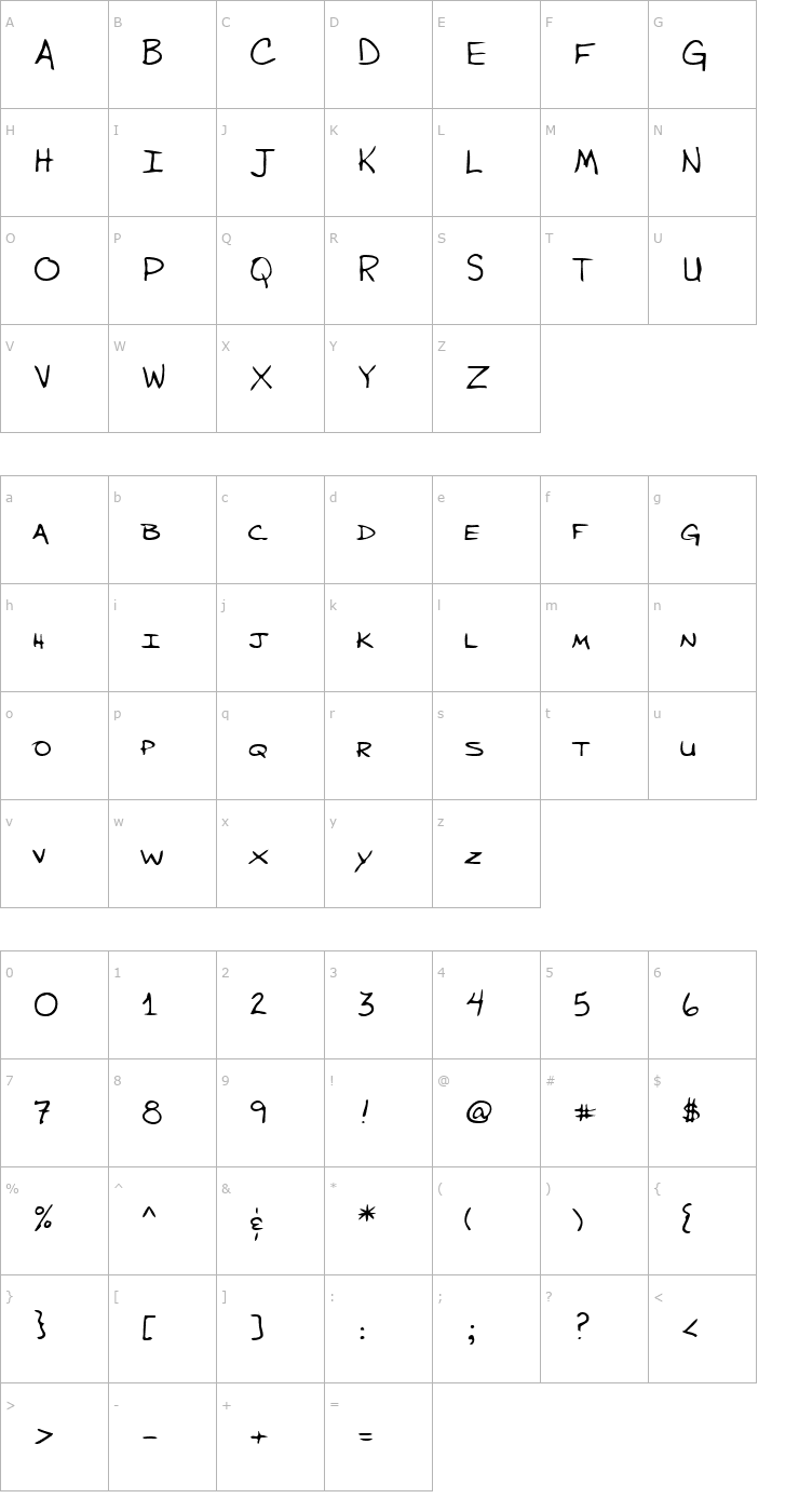 Character Map WiltonsHand Regular Font