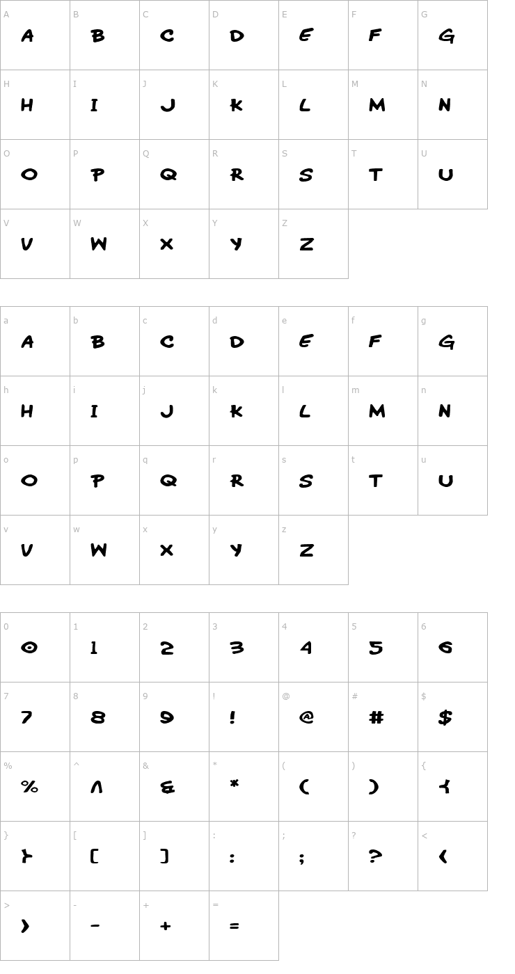 Character Map Wimp-Out Expanded Font