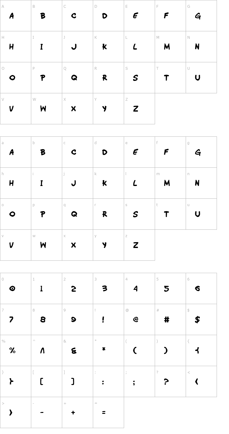 Character Map Wimp-Out Font