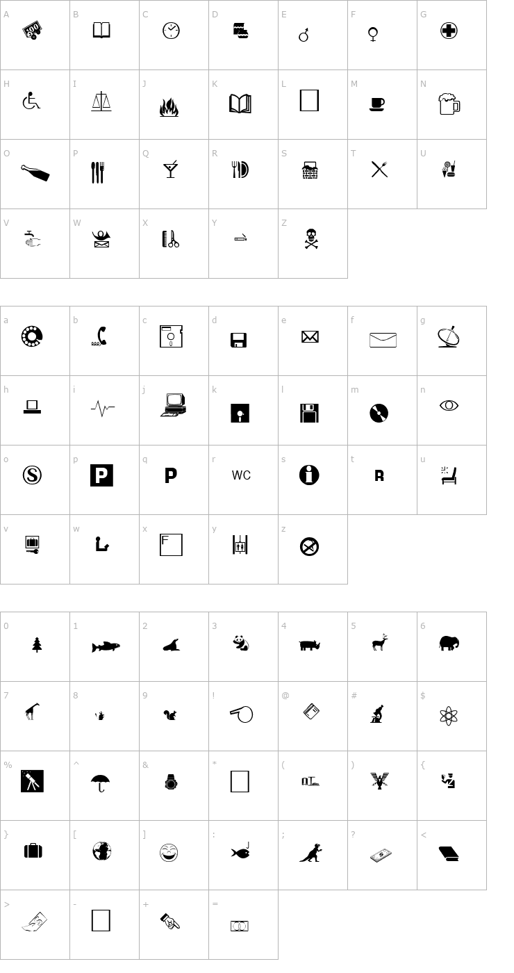 Character Map Winbats Font