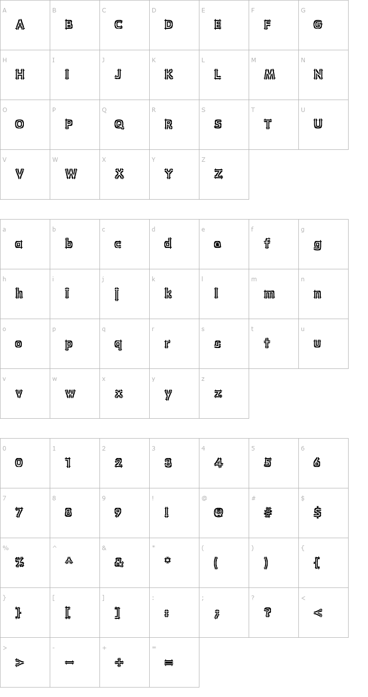 Character Map Wincing -BRK- Font