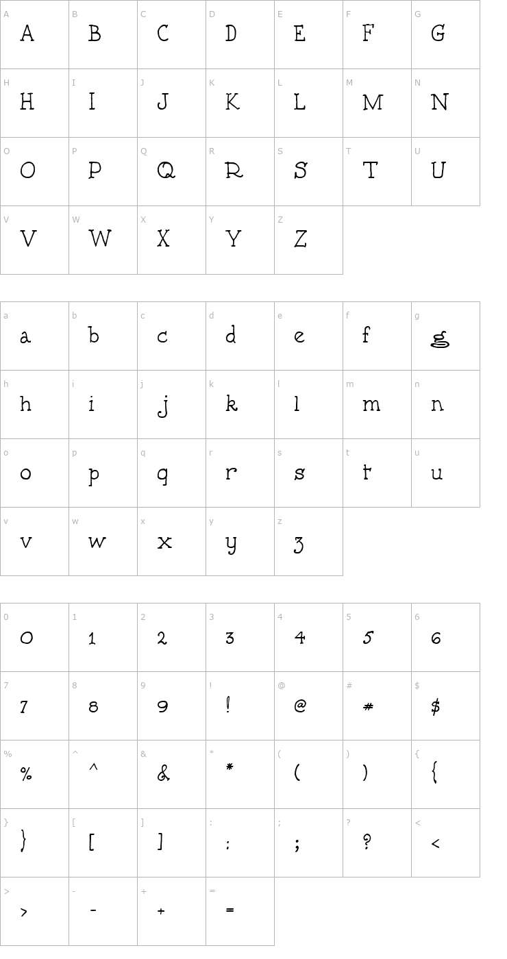 Character Map WindrowHand Light Font