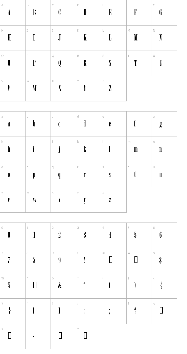 Character Map WinsomSSK Font