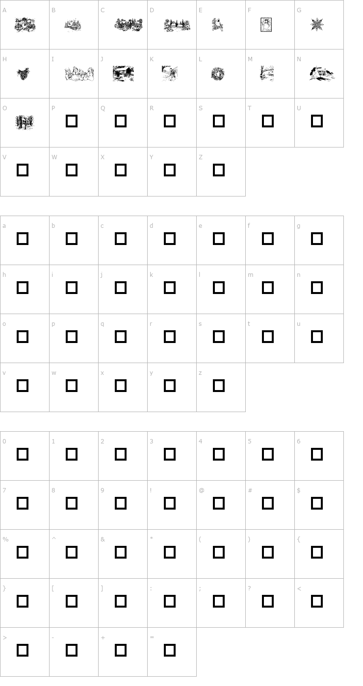 Character Map Winter Wonderland Font