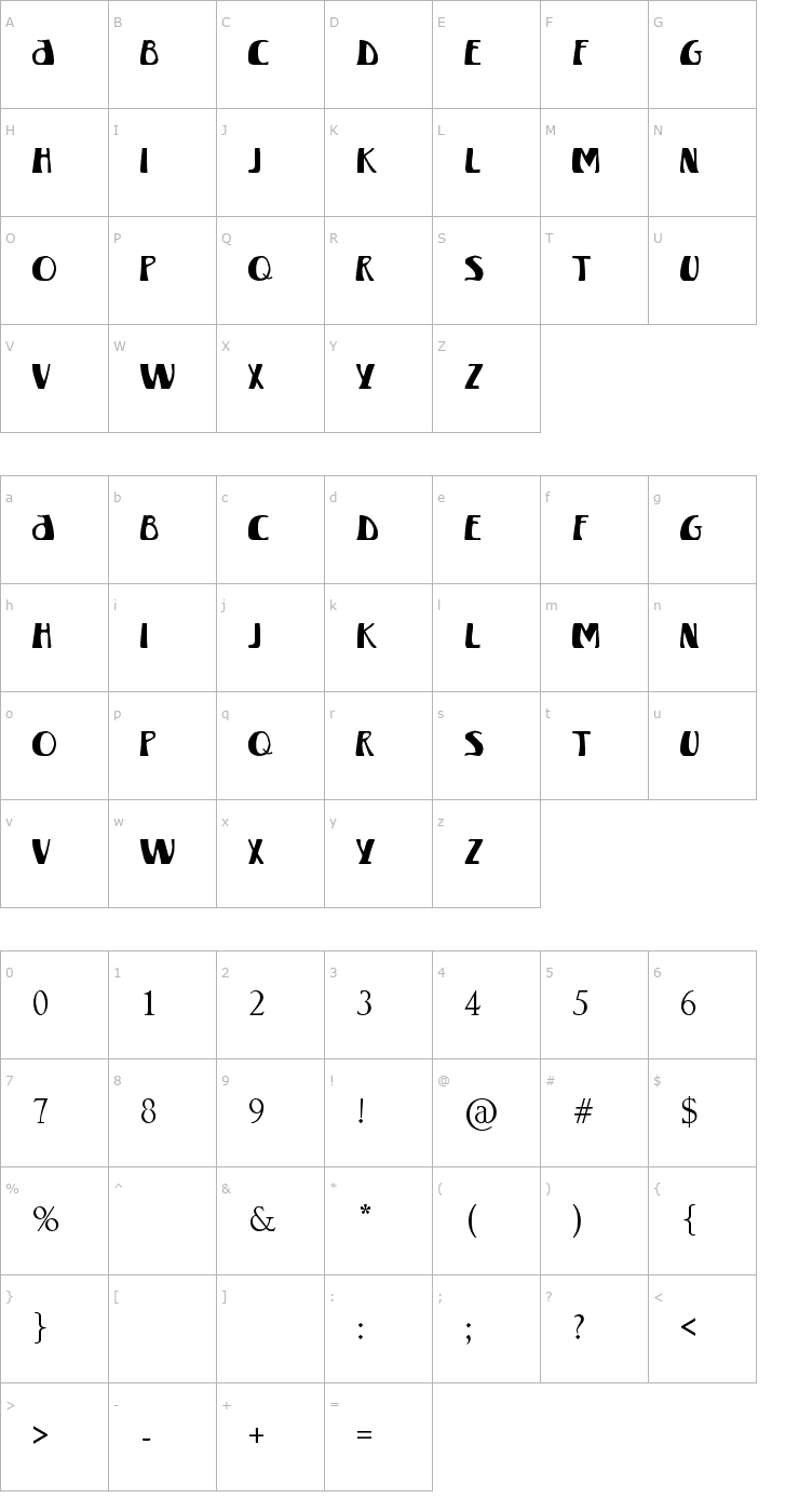 Character Map Winterland Font