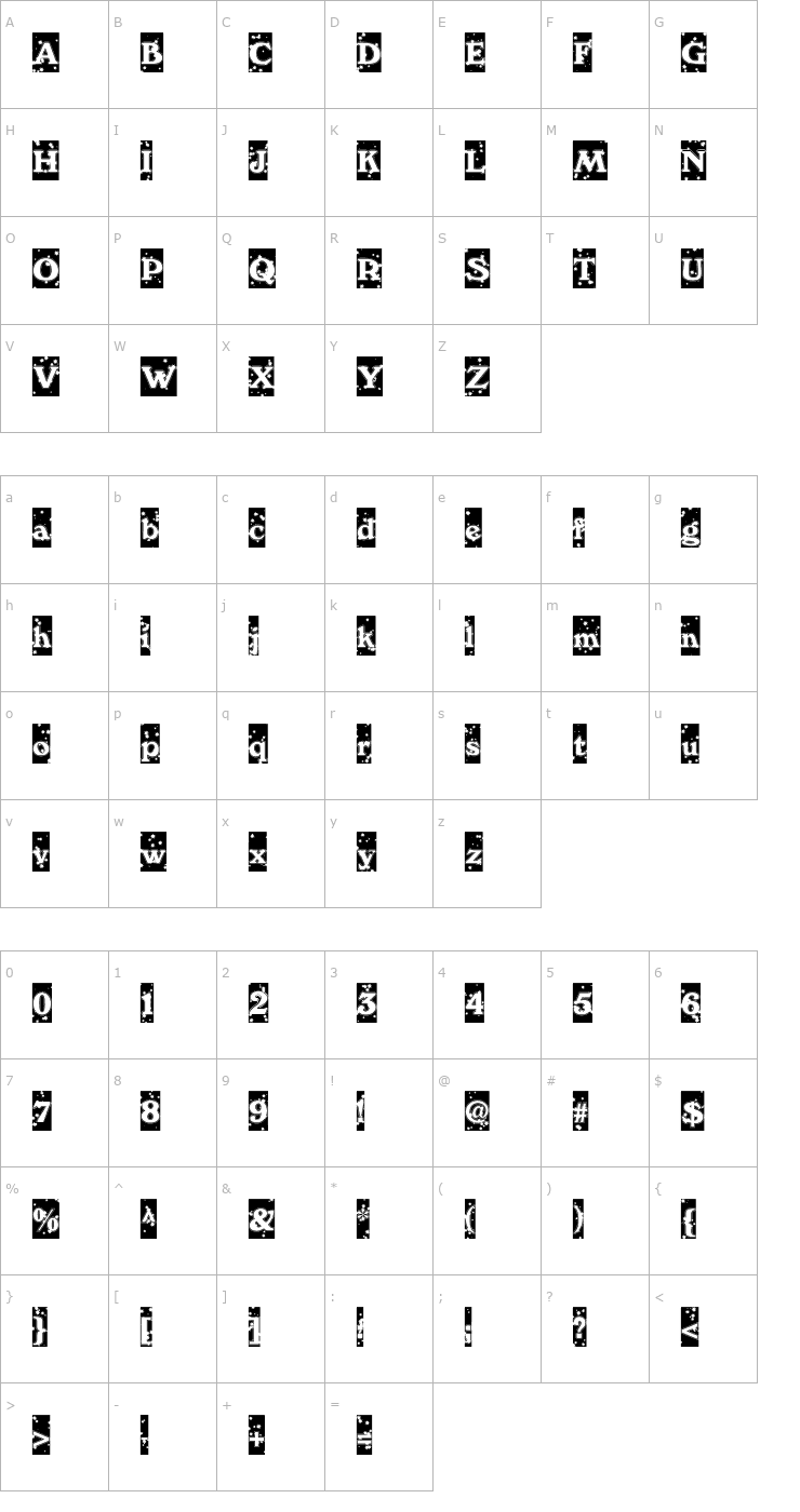 Character Map WinterNight Font