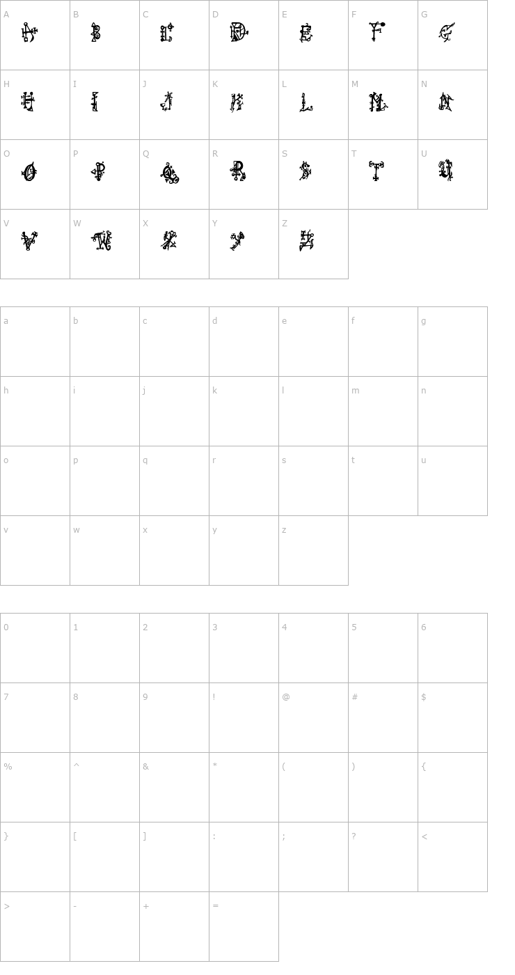 Character Map Wiqued T Font