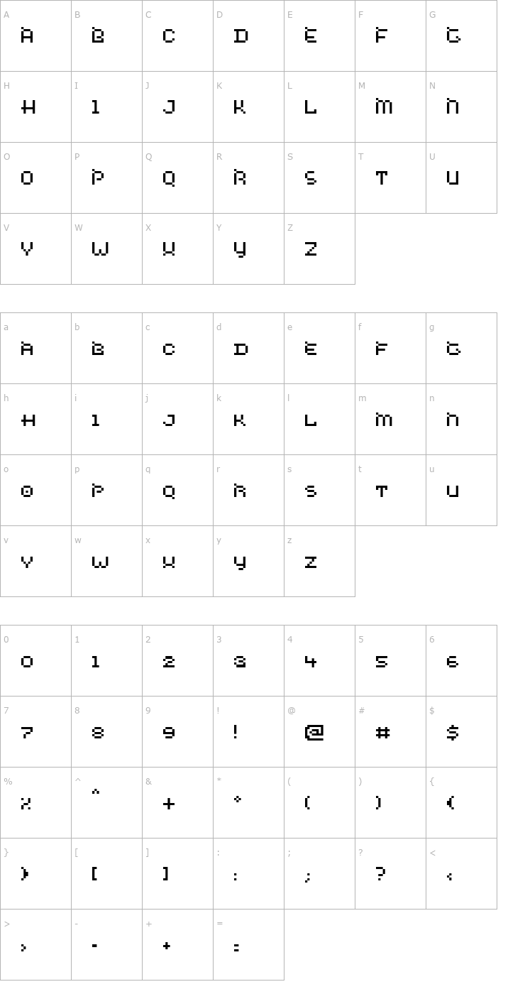 Character Map Wired Font