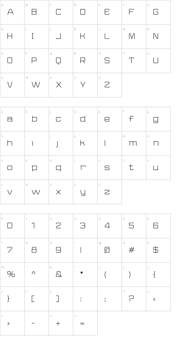 Character Map WiredRegular Font