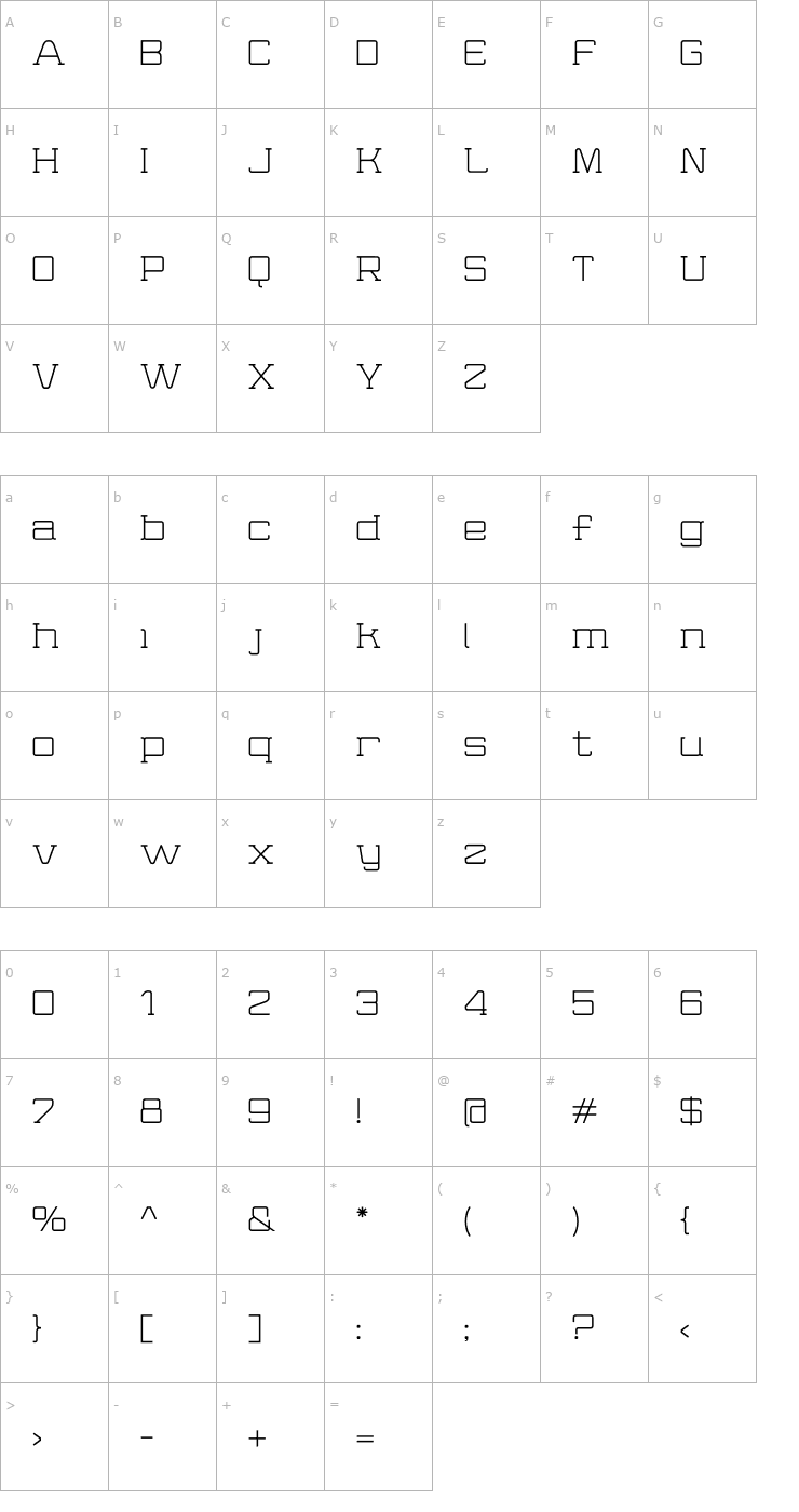 Character Map WiredSerif Font