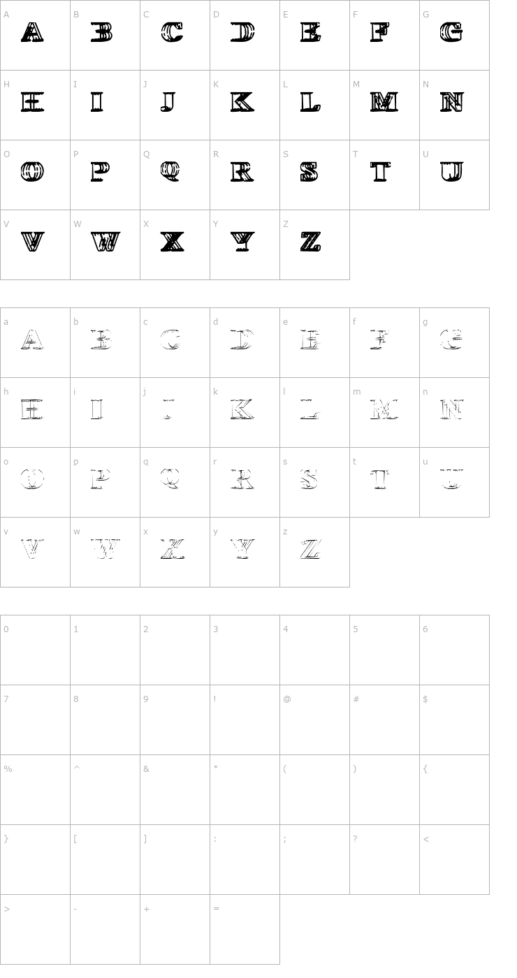 Character Map Wireframe Davenport Font