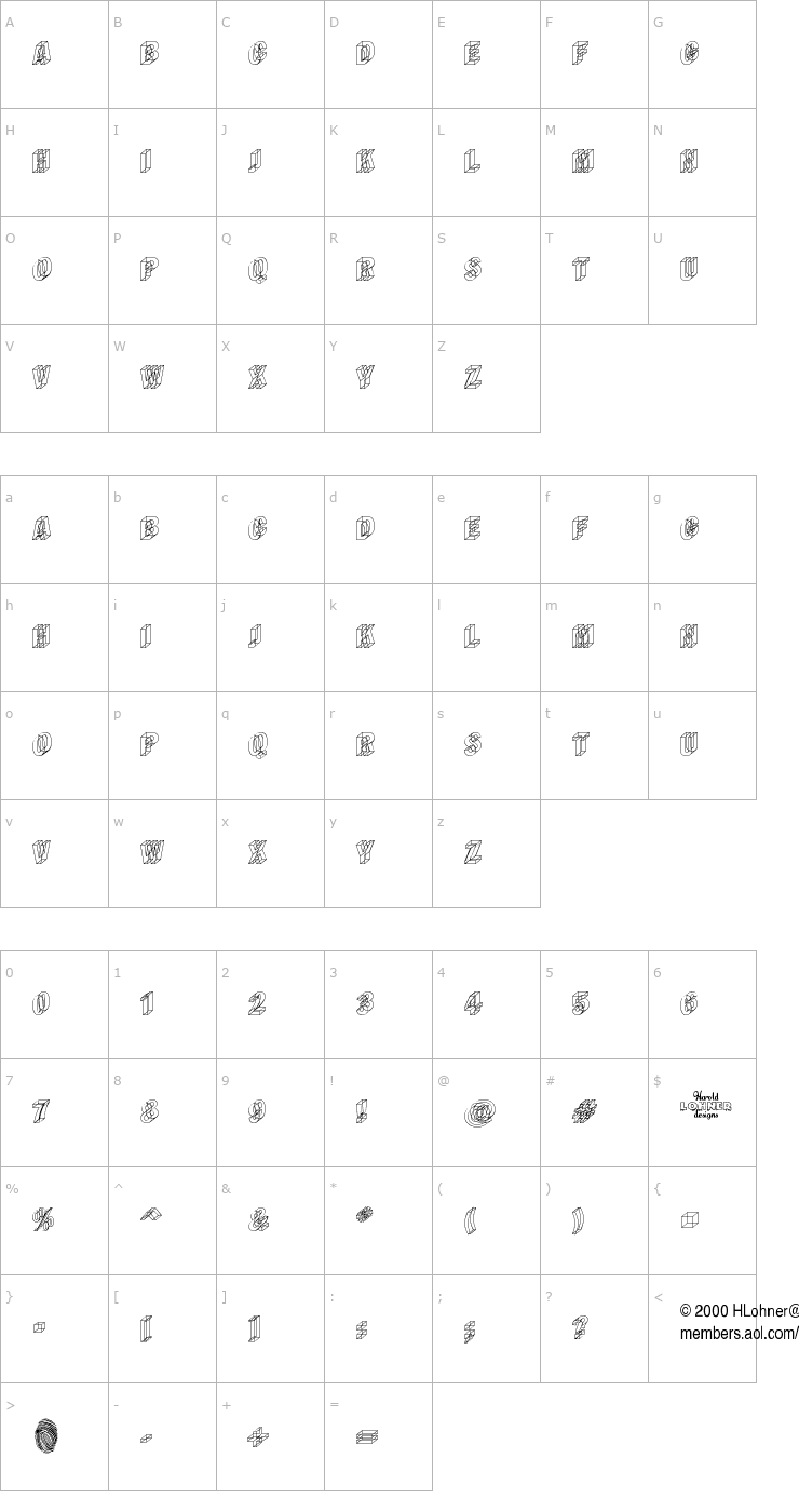 Character Map Wireframe Font