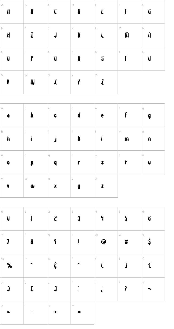 Character Map Withstand BRK Font
