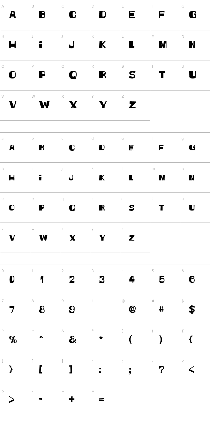 Character Map Witless Font