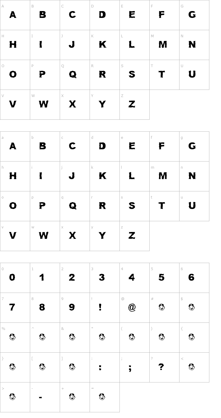 Character Map Witness2HB Font