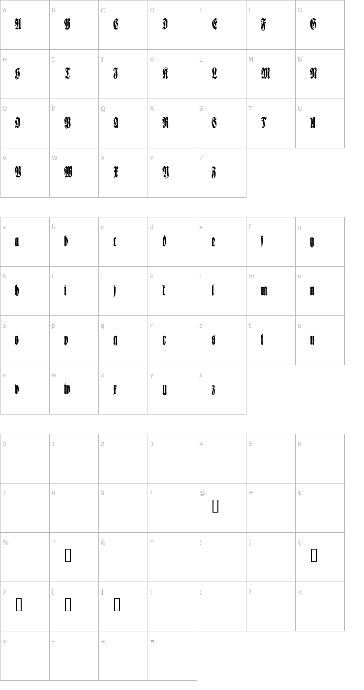 Character Map Wittenbach Demo Font