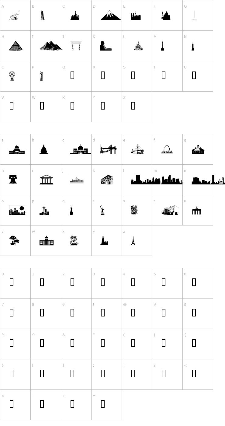 Character Map WM Architect 1 Font