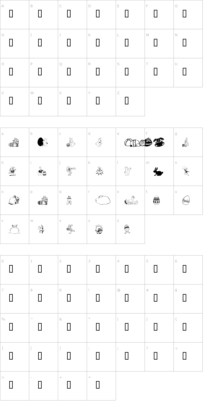 Character Map WM Easter 1 Font