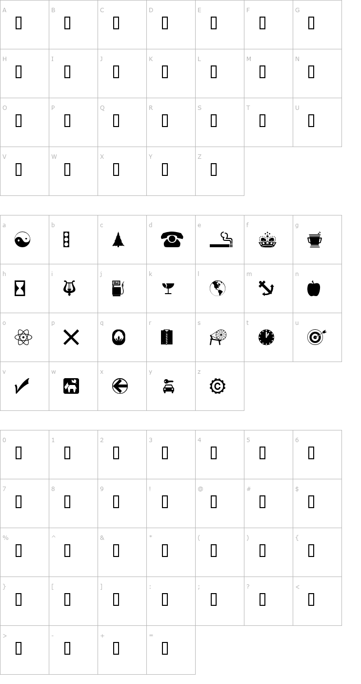 Character Map WM Symbols Font