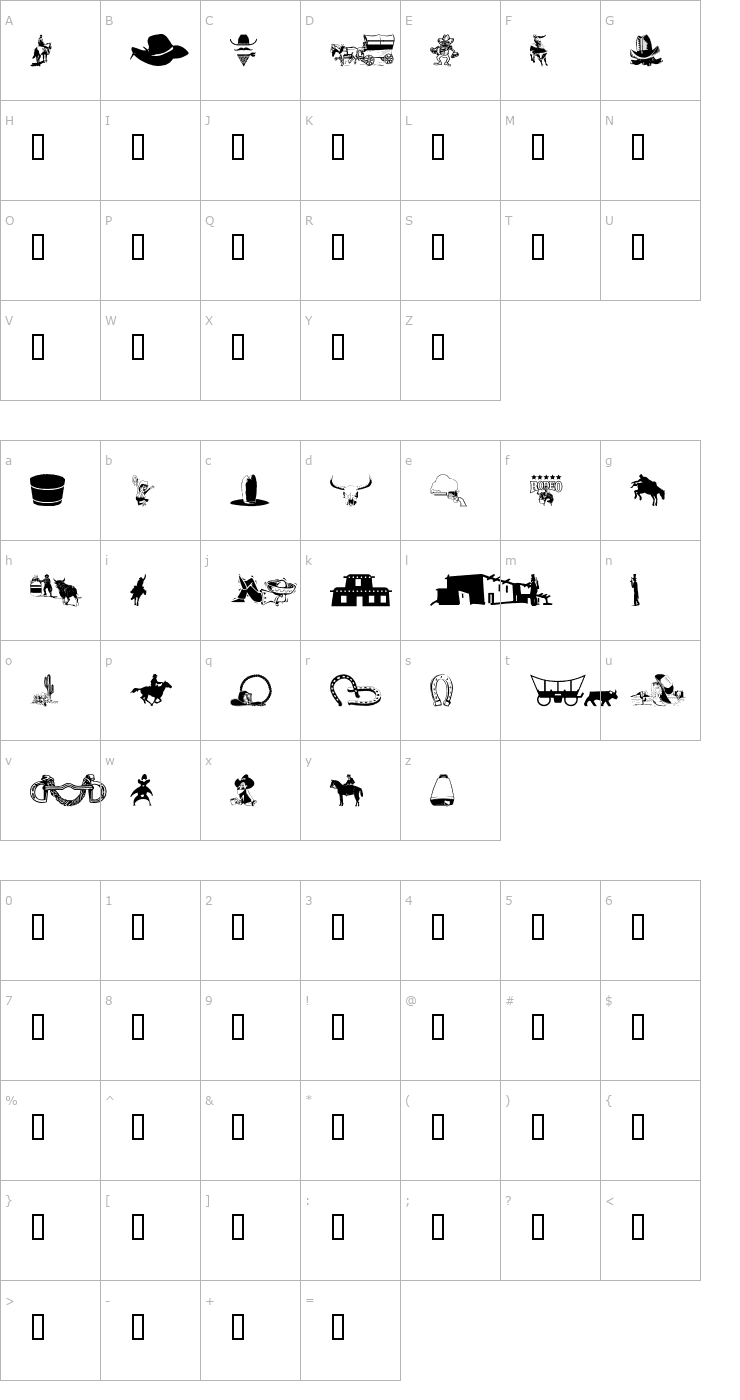 Character Map WM Western 1 Font