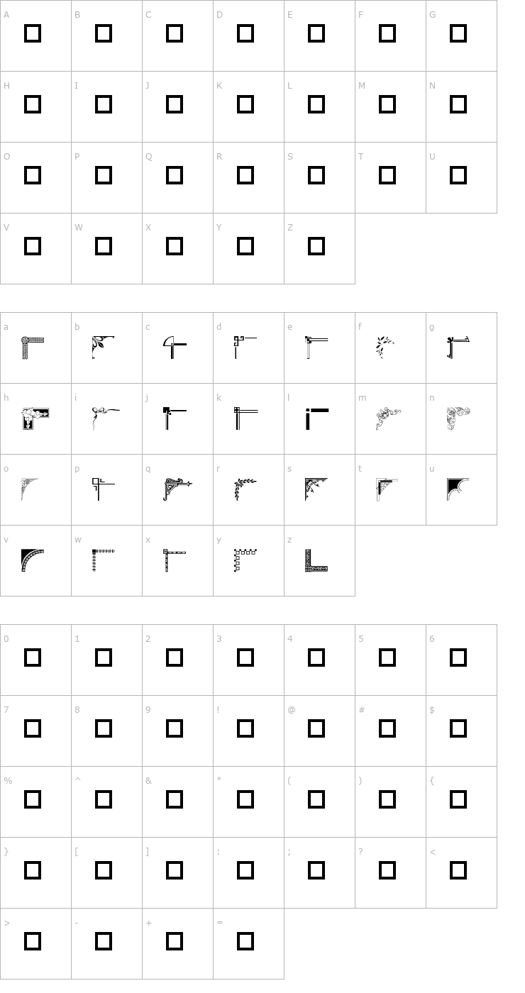 Character Map wmcorners1 Font