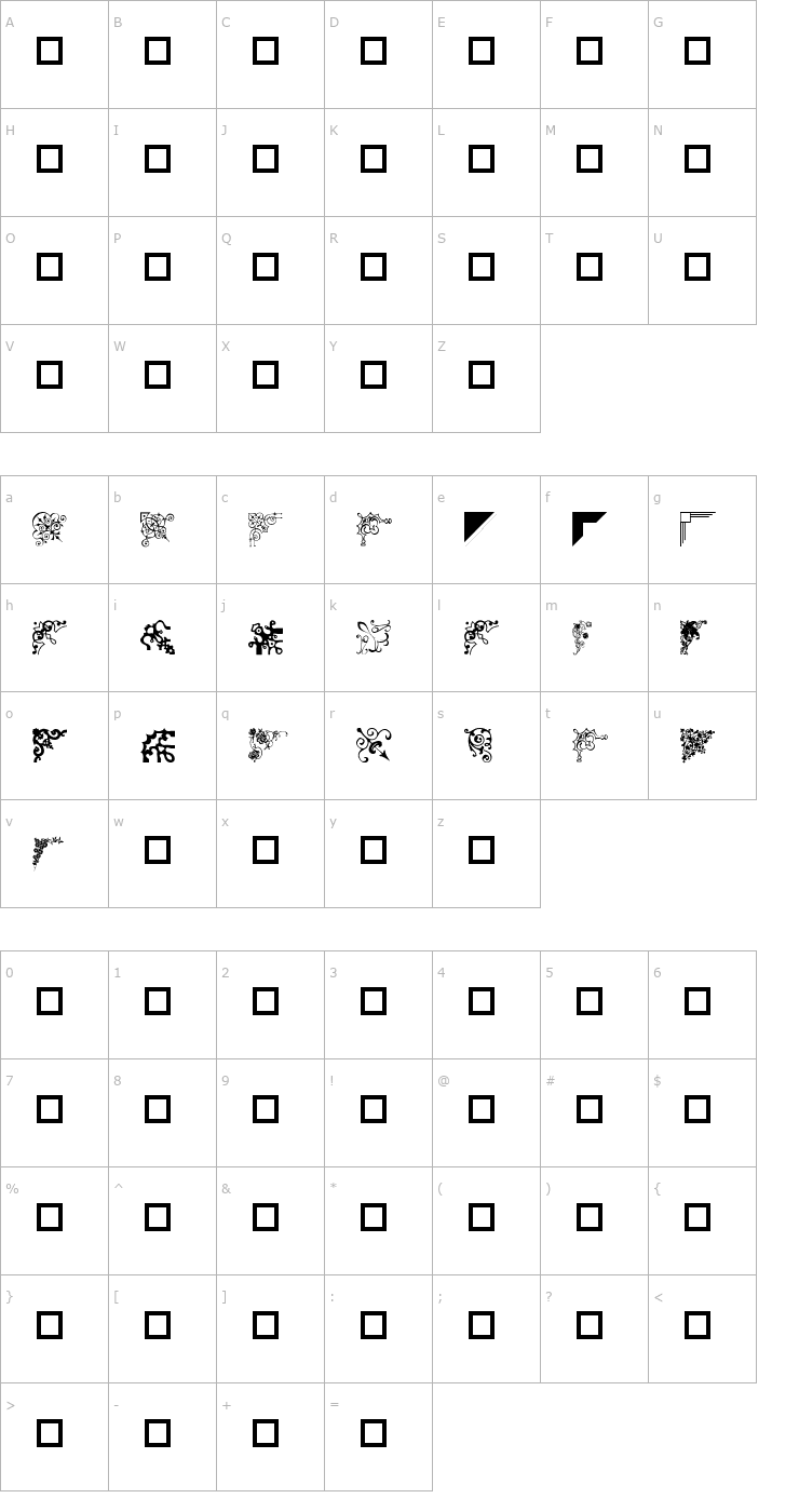 Character Map wmcorners3 Font