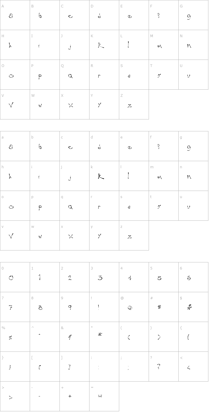 Character Map Wobble Font