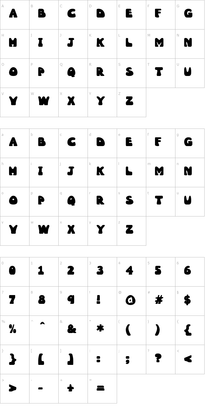 Character Map Wobbles Font