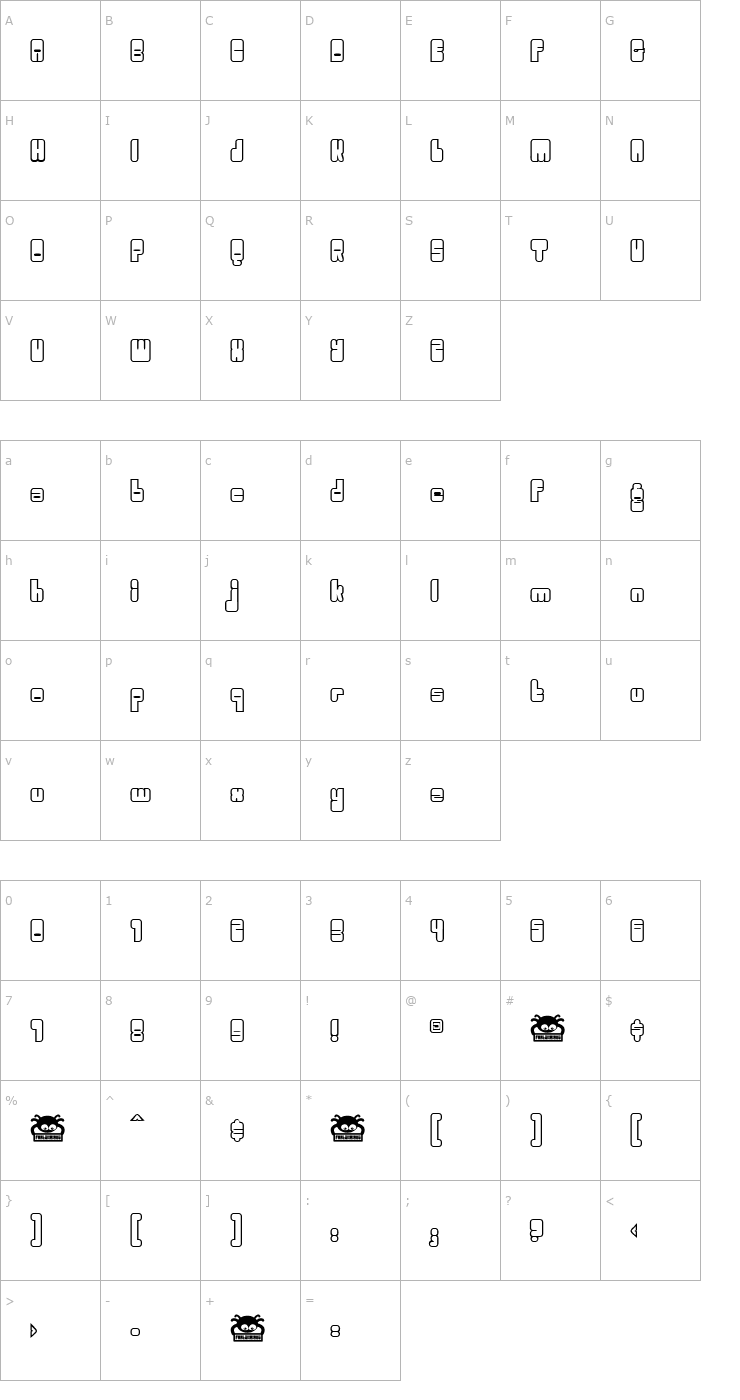 Character Map Woggle Font