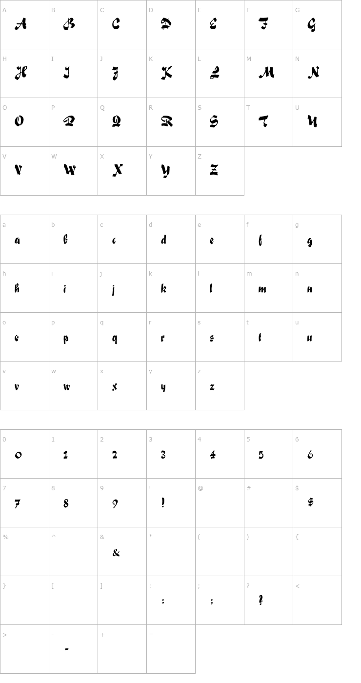 Character Map Wolf Font