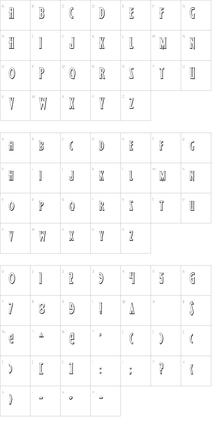 Character Map Wolf's Bane Shadow Font
